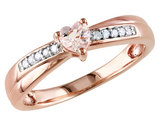 1/4 Carat (ctw) Morganite Heart Ring with Diamonds in Rose Plated Sterling Silver